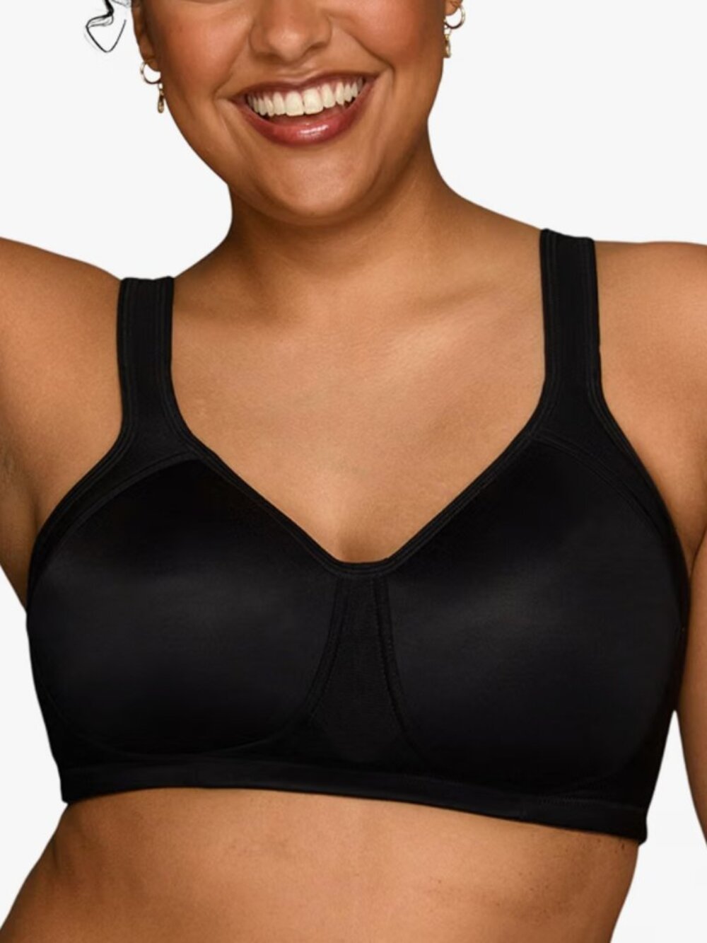 NWT Vanity Fair 71500 Women's Medium Impact Wireless Sports Bra 36DD Black